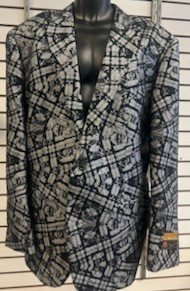 Men's Black Paisley Tuxedo Jacket Alberto Paisley-100 Size 3XL Final Sale