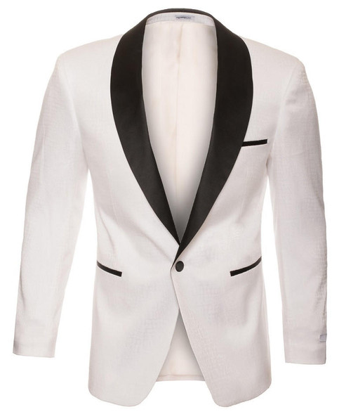  Tuxedo Jacket White Black Modern Fit Ferrecci Blazer Ash 