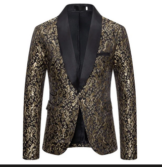 After Midnight Mens Black Gold Pattern Vegas Blazer Jacket 5718 Size M Final Sale