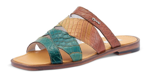  Mauri Men's Green Green Tan Slide Sandal Fiji 1492/2 