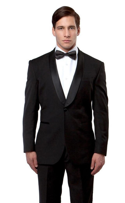  Bryan Michael Black Slim Fit Prom Tuxedo MT146S-01 Size 36R Final Sale 
