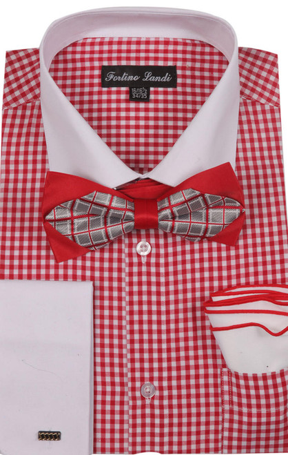 Milano Mens Blue Check | Bow Tie Shirt Set | Contempo Suits
