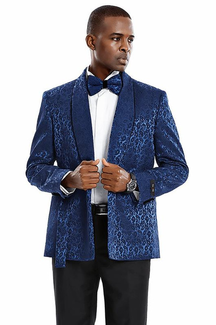  Blue Paisley Skinny Fit Prom Suit for Men Tuxedo M372SK-04 