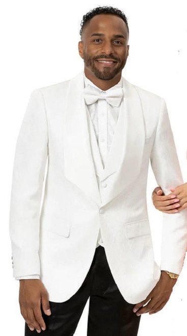  EJ Samuel Men's All White Tuxedo Jacket Vest Set J64 