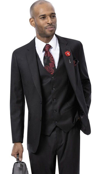 EJ Samuel Suit Men's Wine Velvet 3 Piece Modern Fit Fashion Suit ...