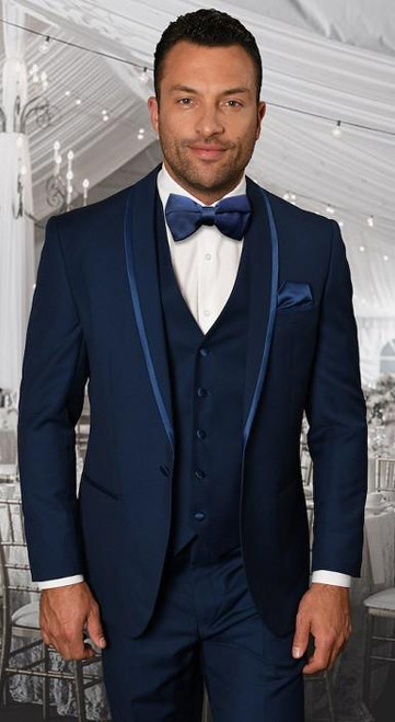  Statement Mens 3 Piece Sapphire Modern Fit Tuxedo Caesar 