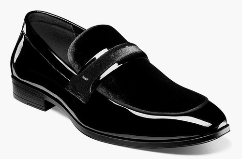  Stacy Adams Mens Black Velvet Formal Shoes Loafers 25686-001 
