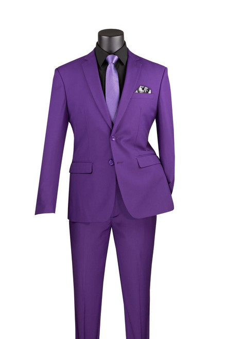  Vinci Slim Fit Suit Young Men's Purple Solid SC900-12 