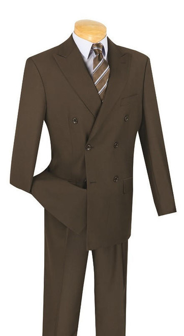  Double Breasted Brown Suit for Men Pleated Slacks Vinci DC900-1 