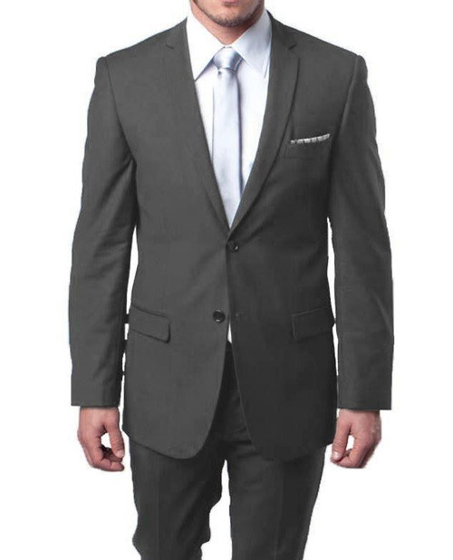  Slim Fitting Suit Men's Gray Solid Color Tazio M085S-04 