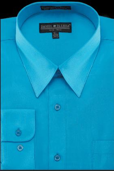  Mens Dress Shirt Turquoise Regular Fit Daniel Ellissa DS3001 