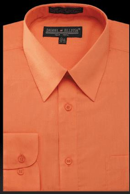  Mens Orange Color Dress Shirt Regular Fit Daniel Ellissa DS3001 