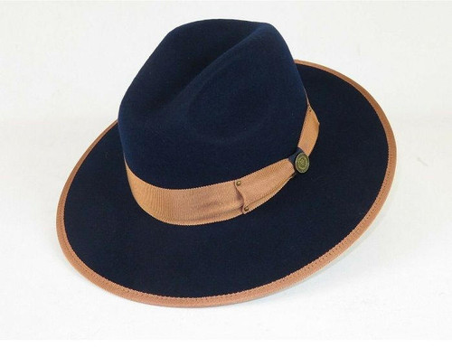  Hat - Bruno Capelo Wide Flat Brim Hat Men Navy Camel Urban UB301 