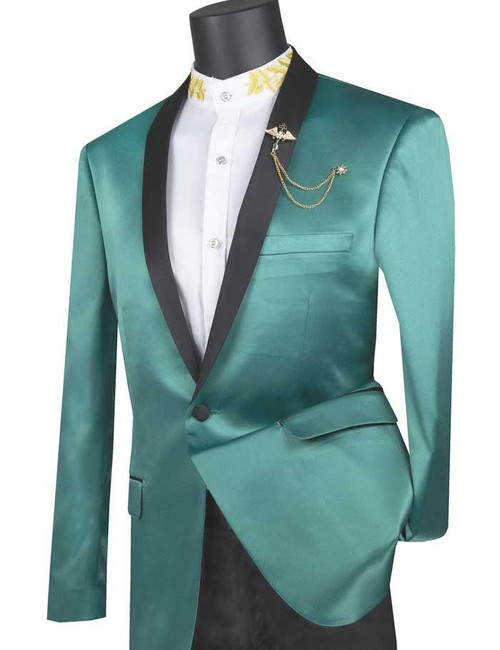  Vinci Mens Green Slim Fit Tuxedo Jacket Fitted Prom Blazer BST-1 