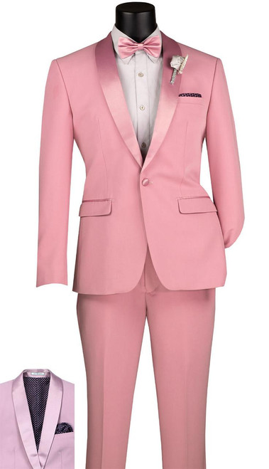  Men's Rose Pink Tuxedo Slim Fit Prom Homecoming TSS-2 