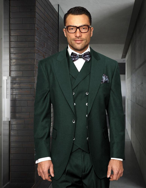  Statement Men's Hunter Green  Wool Suit Vest 3 Pc. Florence Size 50R Final Sale 