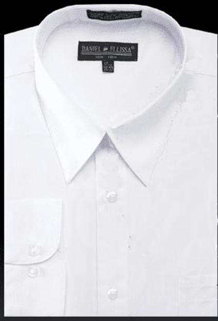  Mens All White Dress Shirt for Work Wrinkle Free DS3001 
