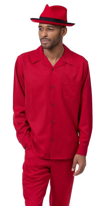  Montique Red Long Sleeve Walking Suit for Men Pants Set 1641 Size M 