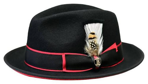  Bruno Capelo Red Bottom Hat Black Fedora Savario SA-972 
