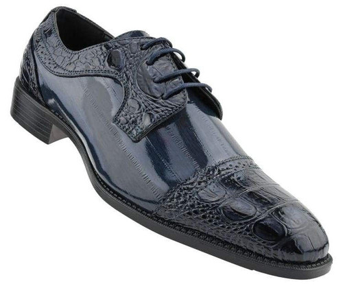 Bolano Royal Blue Dress Shoes for Men Exotic Eel Print Brayden