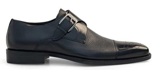  Mezlan Designer Men's Black Fashion Cap Toe Calfskin  Monkstrap Shoes Phoenix 