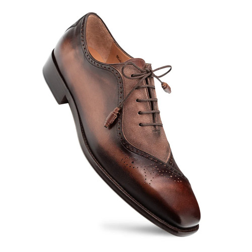 Mezlan Brown/ Taupe Multi Color Calfskin Stylish Oxford Shoes Eagle