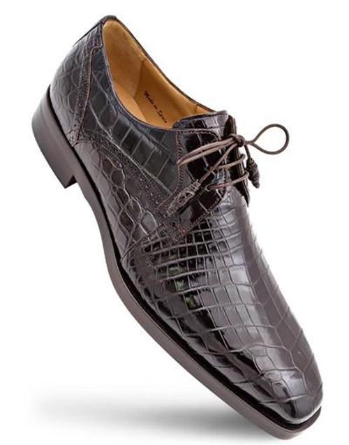  Mezlan Men's Brown Alligator Skin Oxford Lace Up Shoes Dandy 