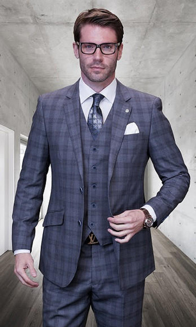 Ferrecci Skinny Fit Grey Glen Plaid 2 Piece Suit for Men Conrad