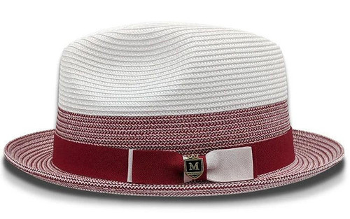 Montique Hat Dark Red White Two-Tone Straw Summer Fedora H69 