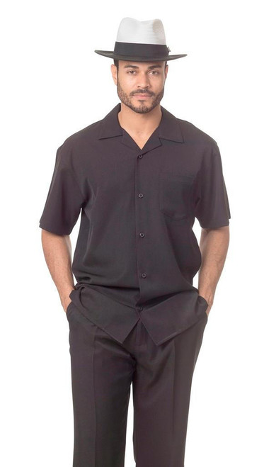  Montique Black Shirt Pants Short Sleeve Summer Walking Suit 696 