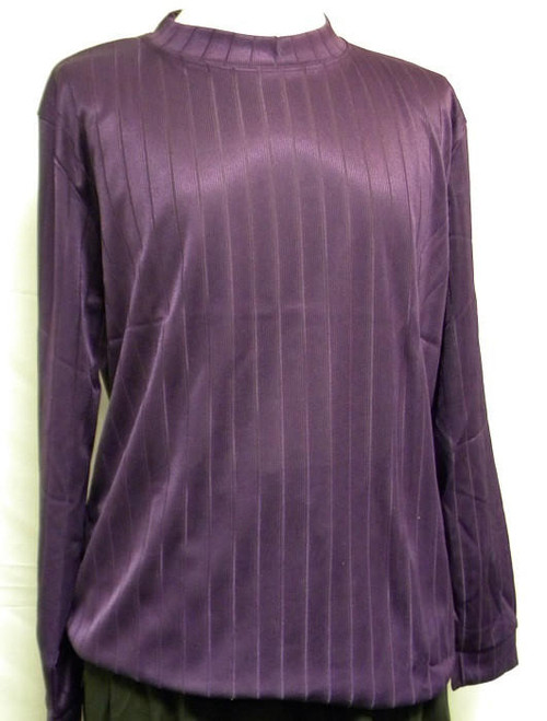  Pronti Mens Purple Shadow Stripe Long Sleeve Mock Neck Shirt 12391 Size L, XL 
