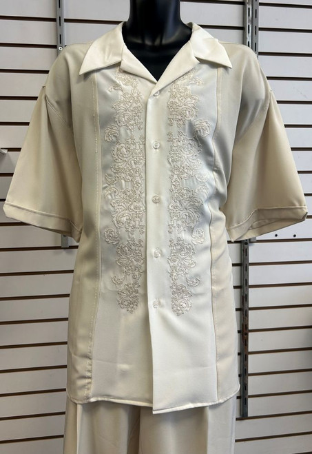 Short Sleeve Casual Walking Suit Tan Pronti Size 2XL Final Sale Short Sleeve Casual Walking Suit Tan Pronti Size 2XL Final Sale