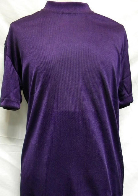  Pronti Men's Shiny Short Sleeve Mock Neck Purple 1564 