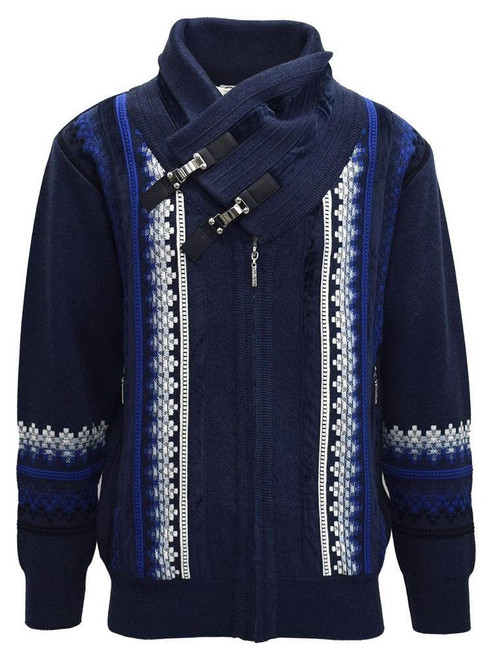  Silversilk Fashion Sweater for Men Navy Wrap Neck 4206 