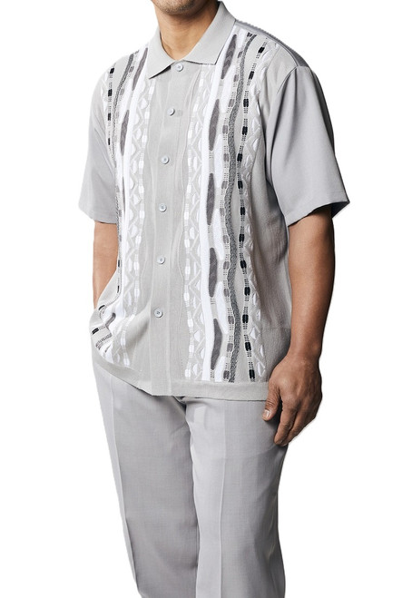 Silversilk Mens Gray Knit Front Outfit Walking Suit 91003