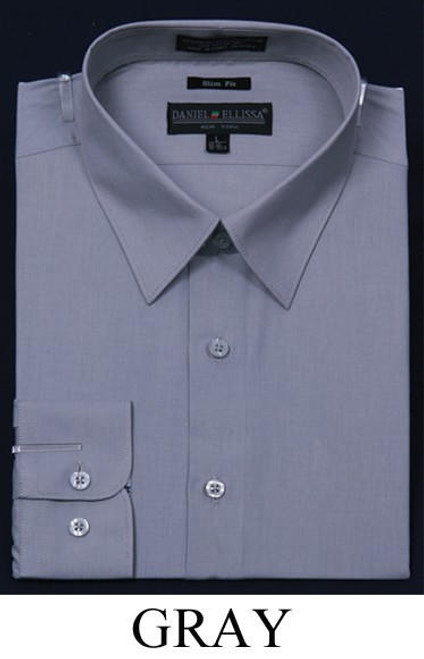 Slim Fit Dress Shirts Mens Gray Long Sleeve DE DS3003 