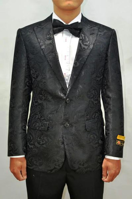 EJ Samuel Men's Black Paisley Tuxedo Jacket Alberto Paisley-100 Size 3XL Final Sale 