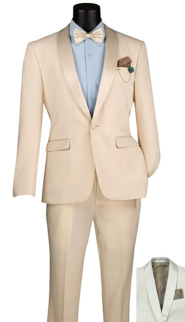  Men's Champagne Tuxedo Slim Fit Prom Homecoming TSS-2 