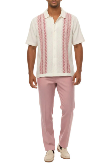 Silversilk Mens Walking Suit Pink Knit Front Outfit Summer 21012