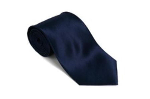  Solid Navy Blue Color Satin Tie and Hanky Set 