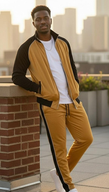  Inserch Velvet Fashion Tracksuit Gold Set SEL900 