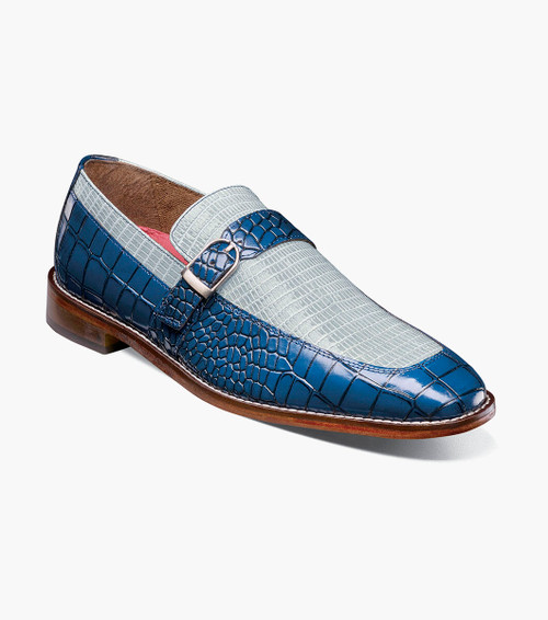 Stacy Adams Brand Shoes Men's Moc Toe Buckle Strap Slip On Blue OS25787-469