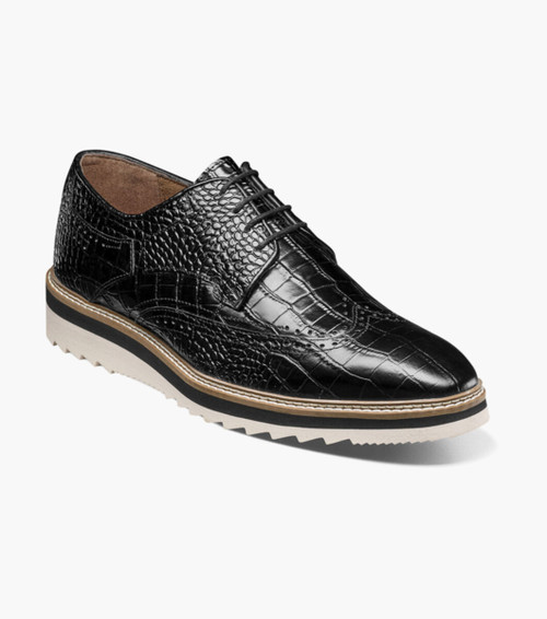 Stacy Adams Casual Crocodile Dressy Shoe Black OS25725-001