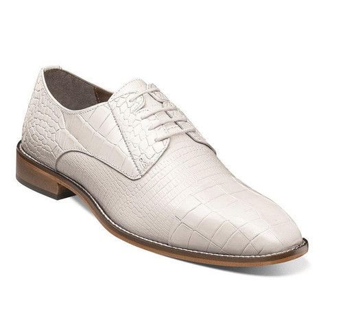  Stacy Adams White Gator Cap Toe 25321-100 Size 9 