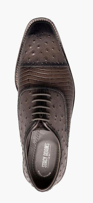 Stacy Adams Dark Brown Embossed Leather Oxfords STACY ADAMS Size 10.5 M Brown Croc-Embossed Brown Snakeskin  main image 2