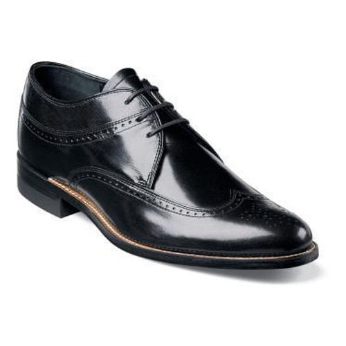  Stacy Adams 1920s Style Black Wingtip Shoes Dayton 00327-01 