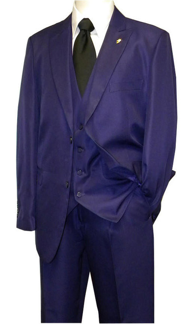  Falcone Purple 3 Piece Suit Vett Vested 3869-019 Size 50L 