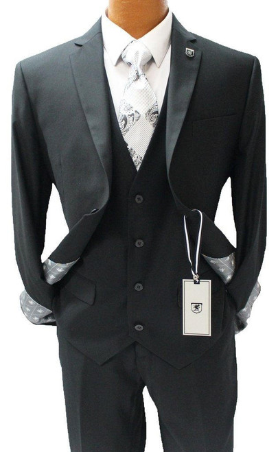  Stacy Adams Charcoal Gray Suit Men's Stylish 3 Piece Suits Vest SM282-03H 
