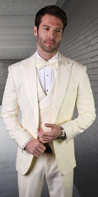  Men's Off White Modern Fit Prom Paisley Tux Statement Belagio15 