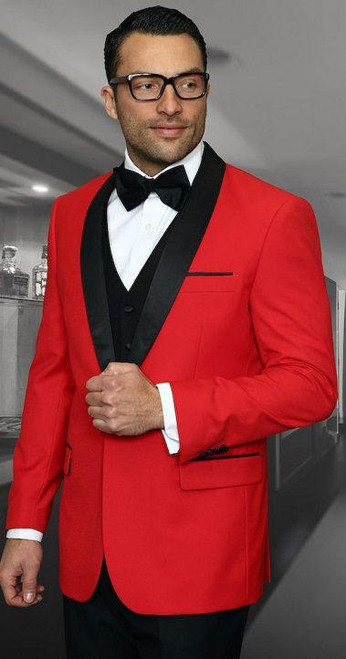  Statement Red Modern Fit 3 Piece Shawl Collar Tuxedo Encore 